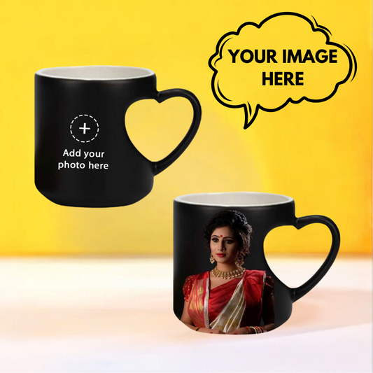 CUSTOMISED HEART HANDLED PHOTO MAGIC  MUG