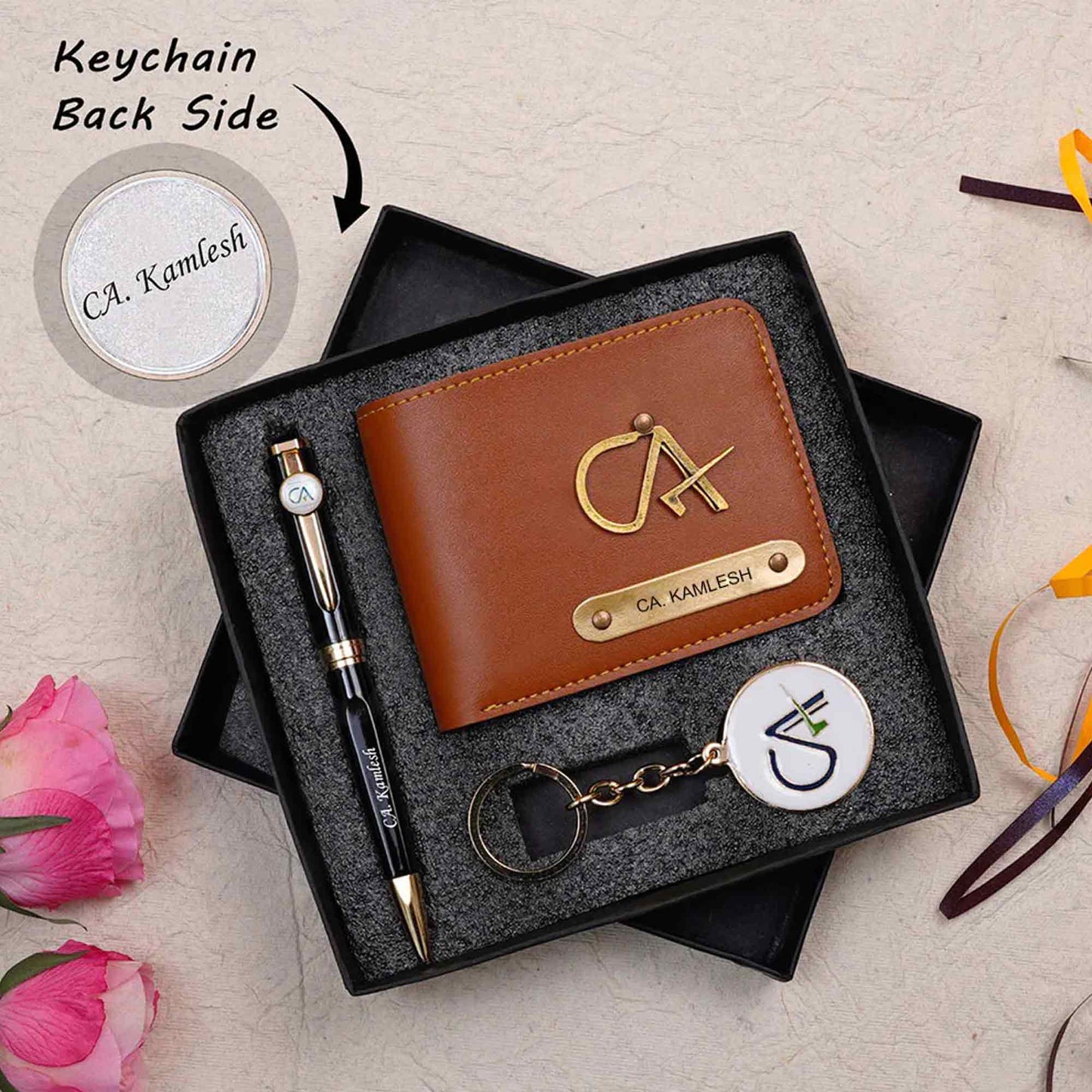 CA Men's Wallet Pen Keychain Combo