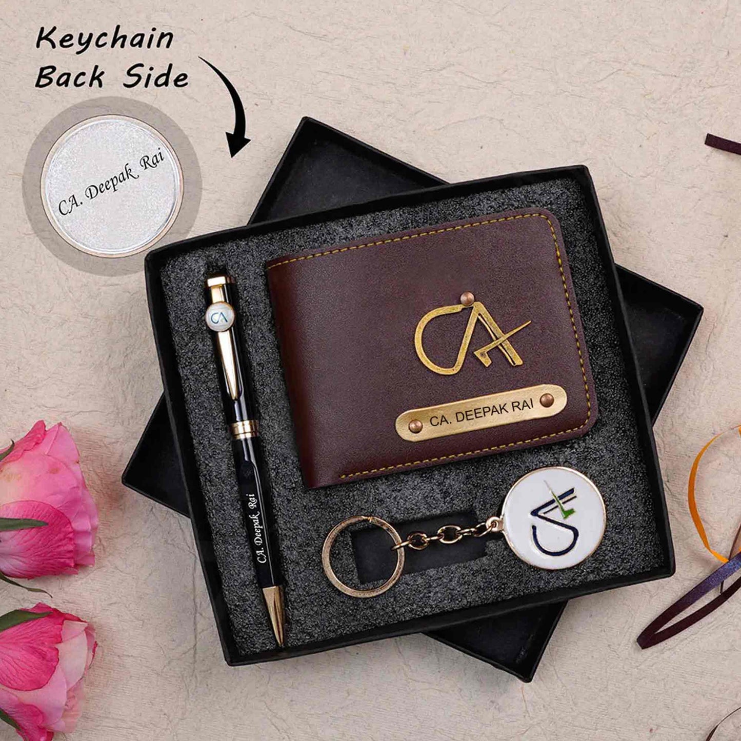 CA Men's Wallet Pen Keychain Combo