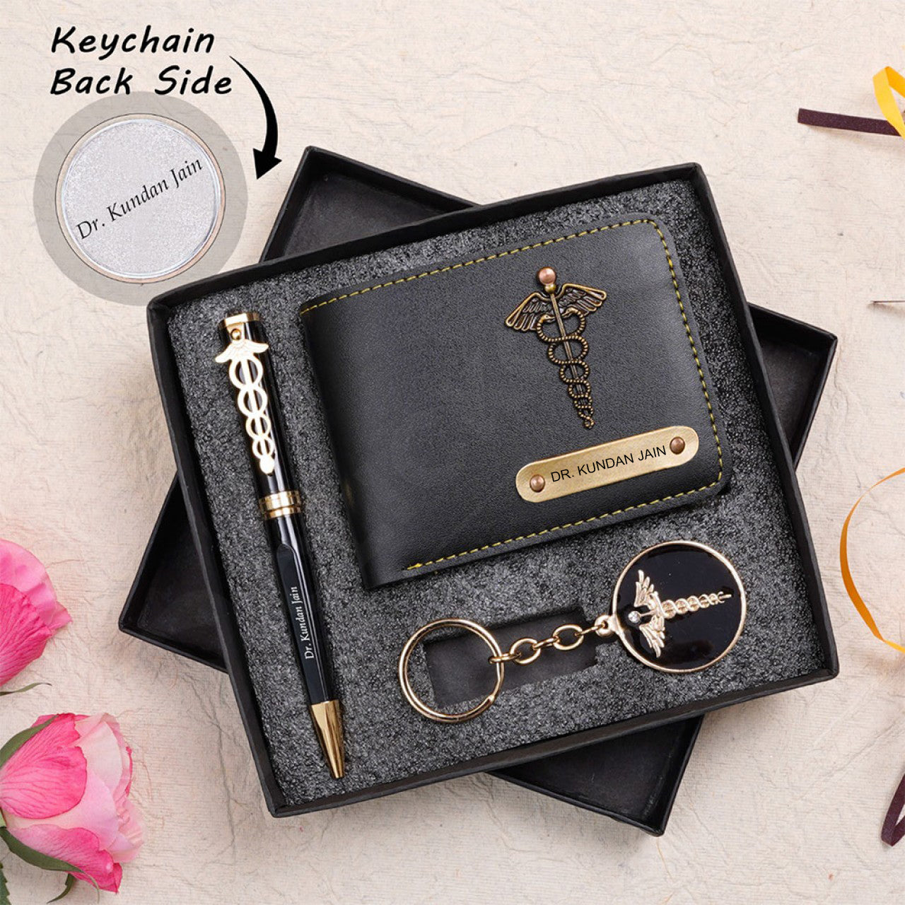 Doctor Men's Wallet Pen Keychain Combo