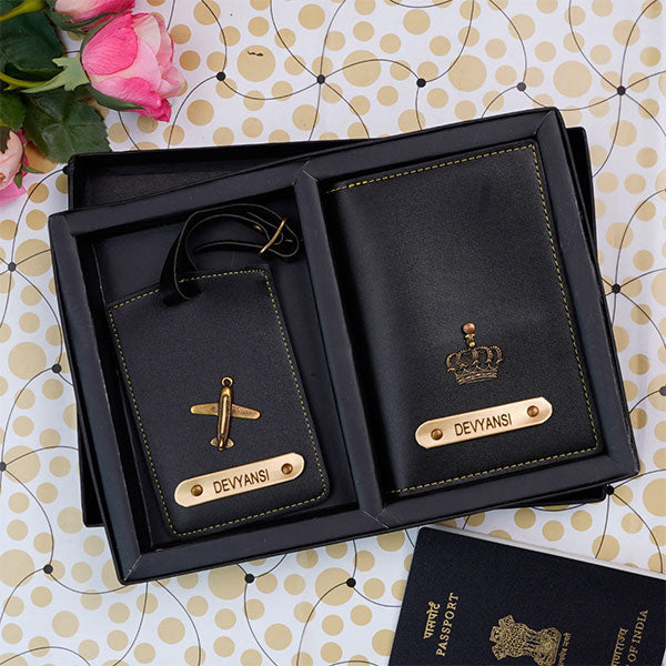 Personalized Luggage Tag With Passport Cover Combo