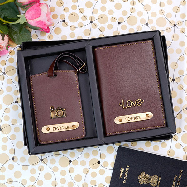 Personalized Luggage Tag With Passport Cover Combo