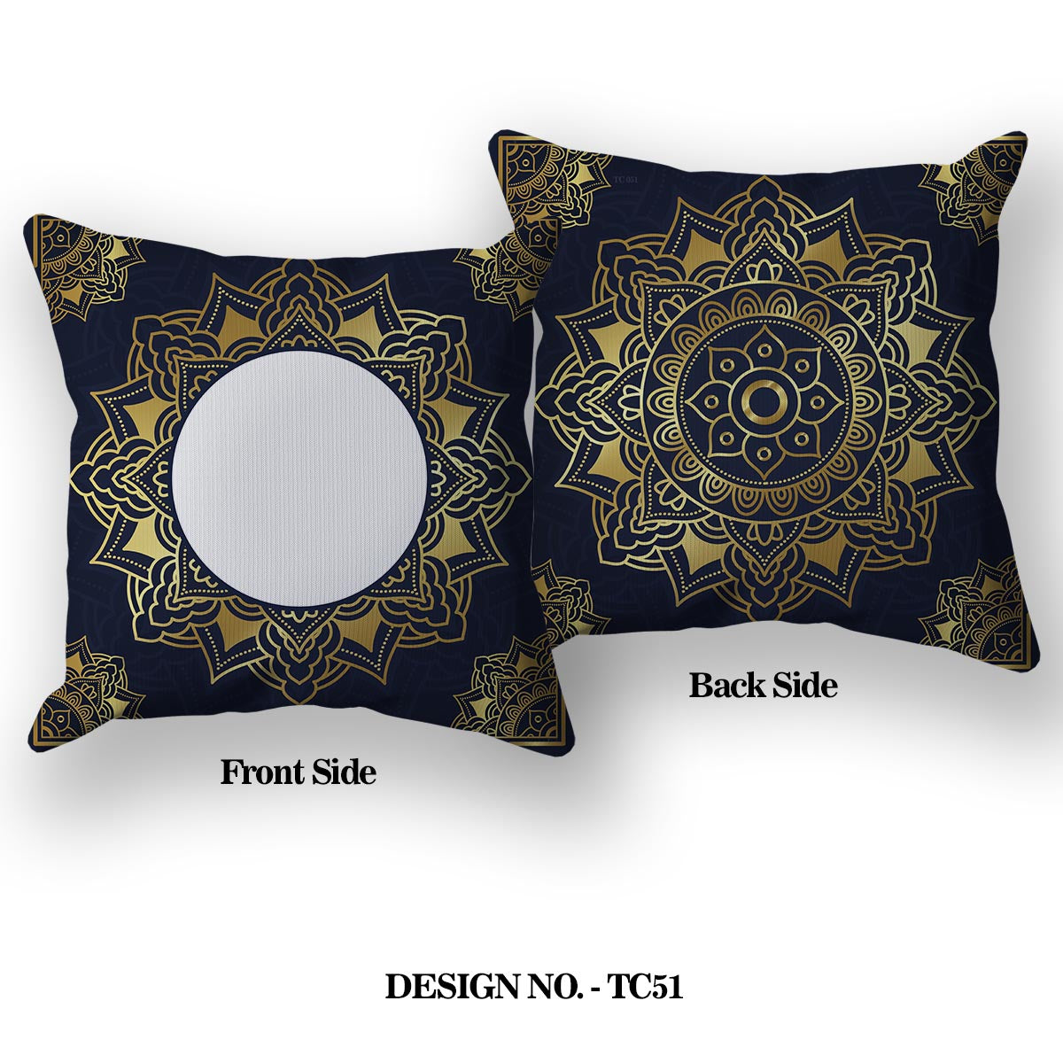 Navy & Gold Damask Pattern Satin Pillow