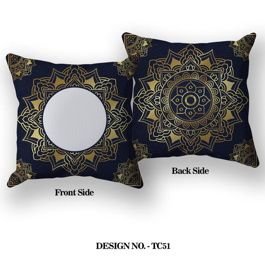 Navy & Gold Damask Pattern Satin Pillow