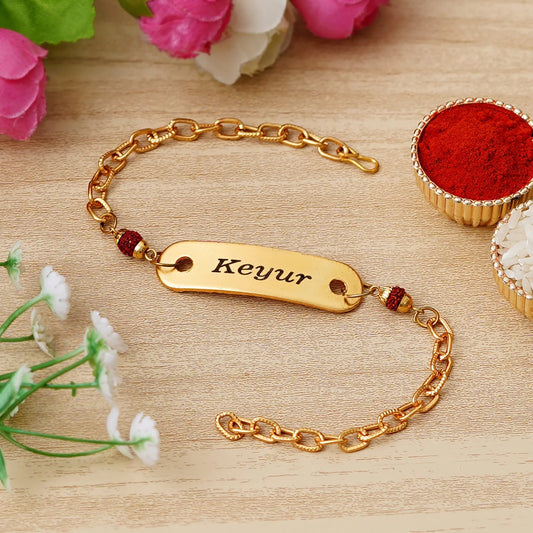 Rudrakhsh Name Metal Rakhi