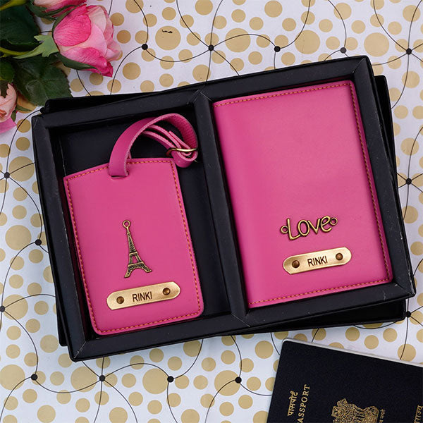 Personalized Luggage Tag With Passport Cover Combo