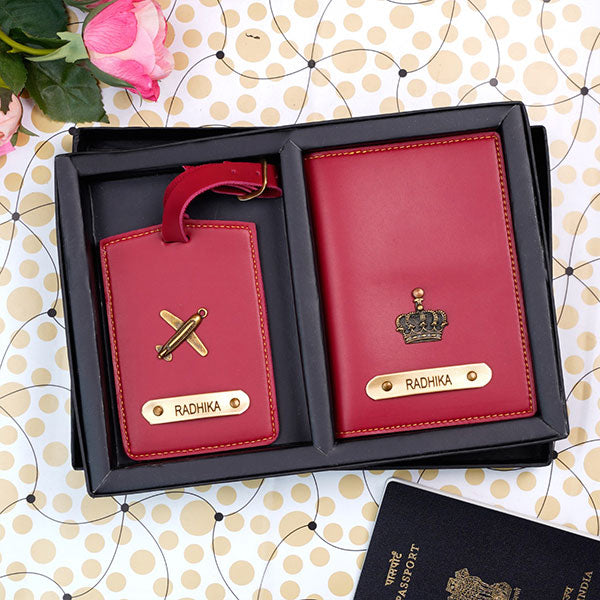 Personalized Luggage Tag With Passport Cover Combo