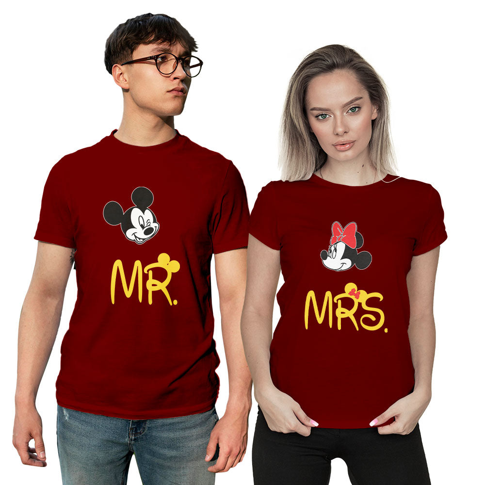 Mr and Mrs Mickey Minnie Face Couple T-shirt