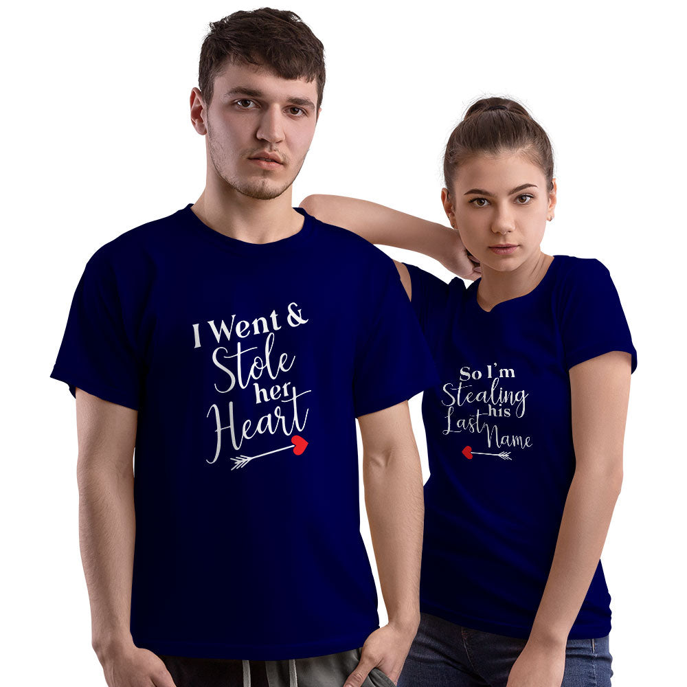 Stole Her Heart and Stealing His Last Name Couple T-shirt