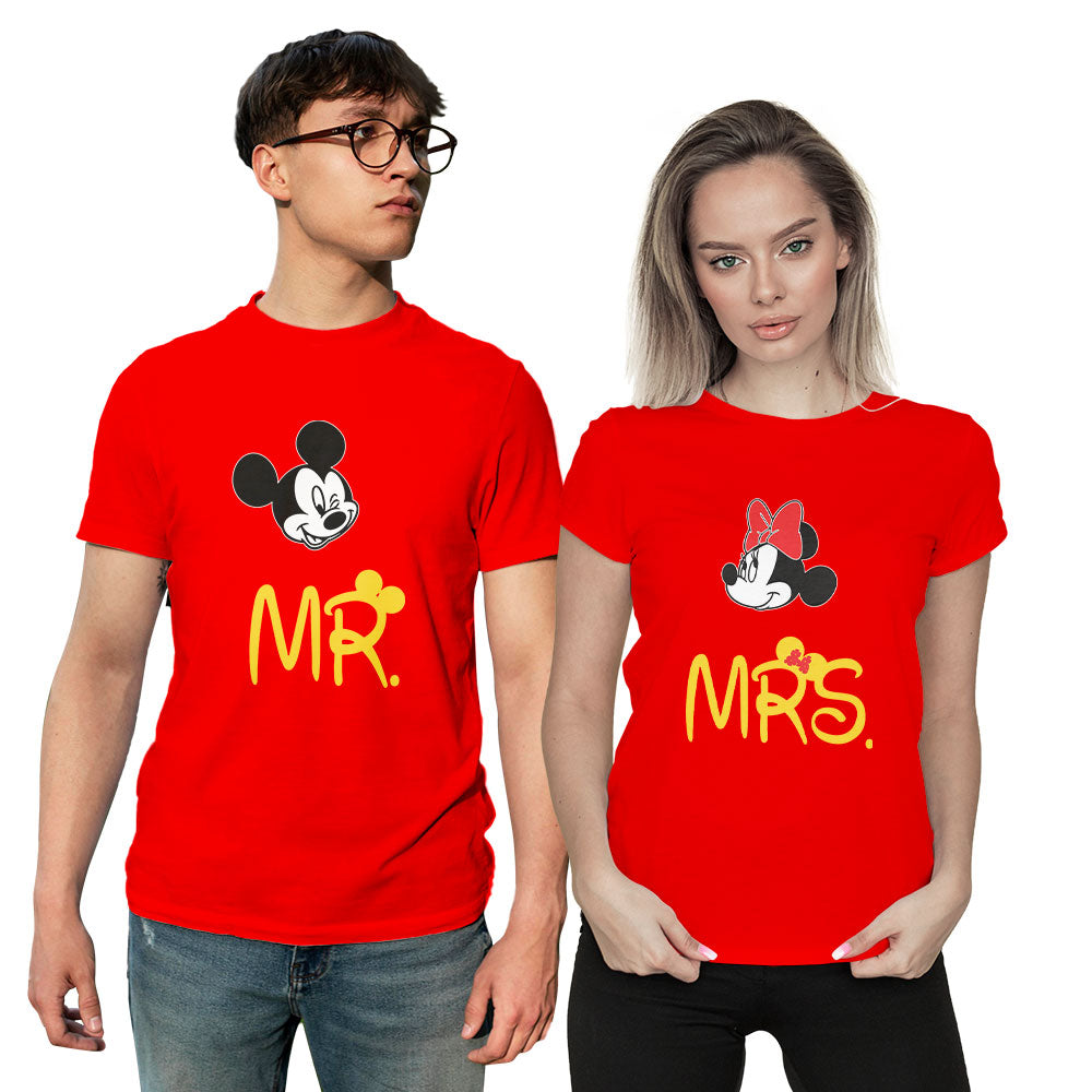 Mr and Mrs Mickey Minnie Face Couple T-shirt