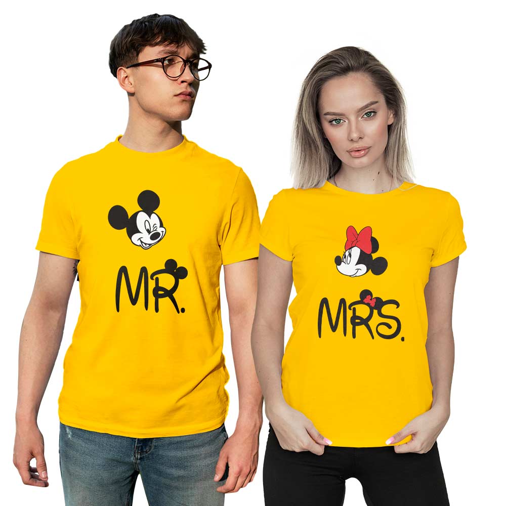 Mr and Mrs Mickey Minnie Face Couple T-shirt