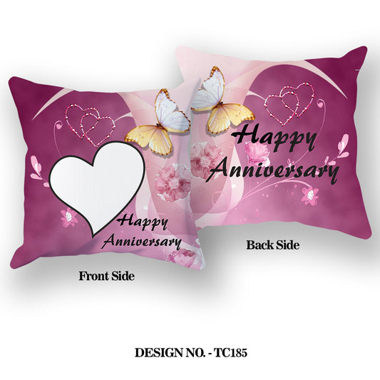 Happy Anniversay Printed Satin Pillow