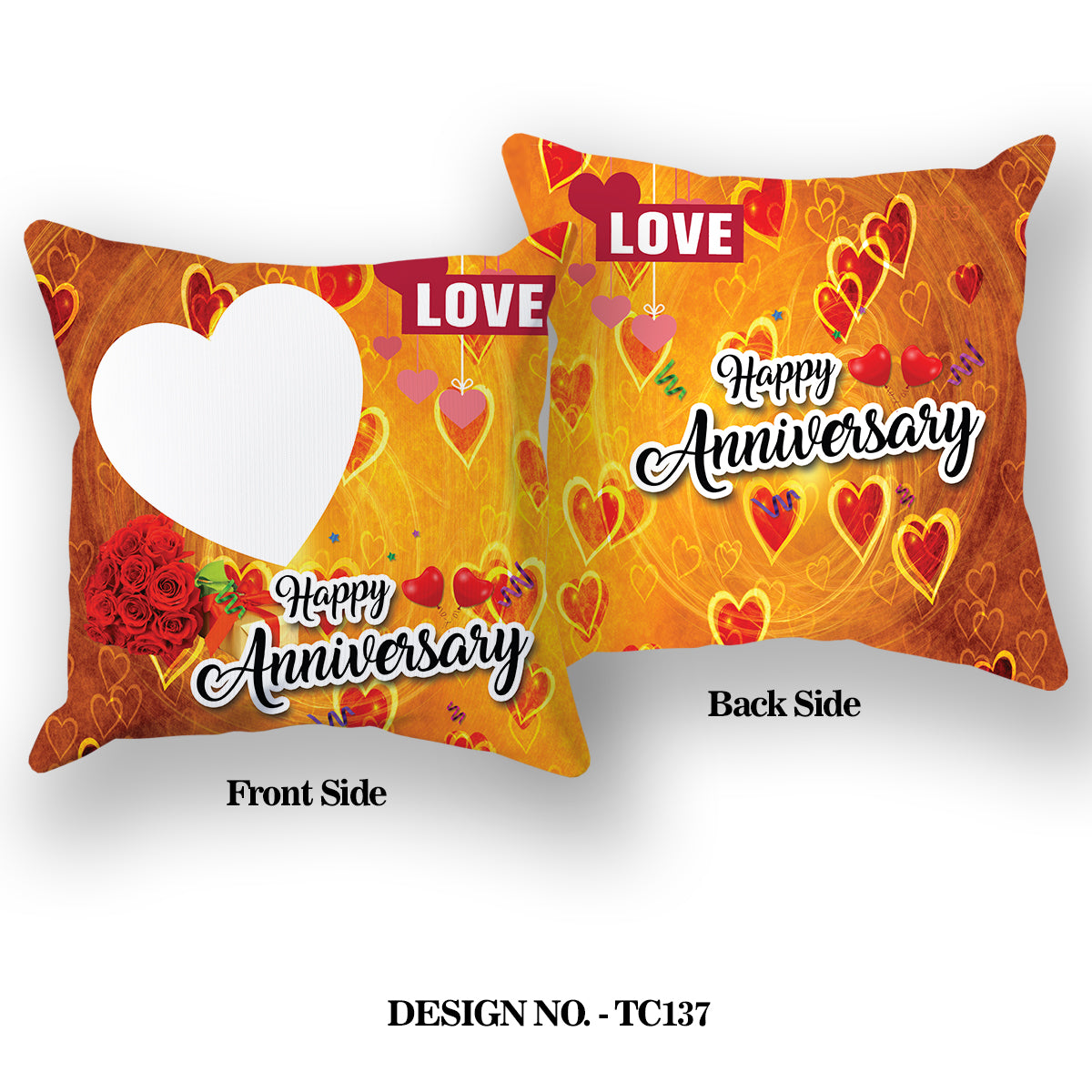 Happy Anniversay Printed Satin Pillow