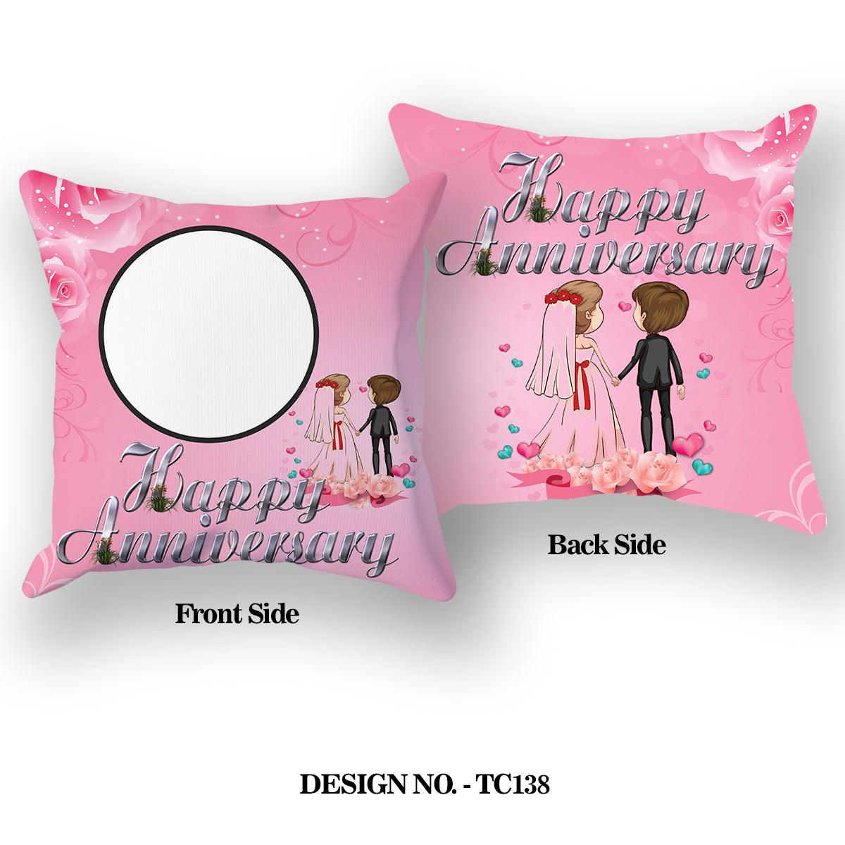 Happy Anniversay Printed Satin Pillow