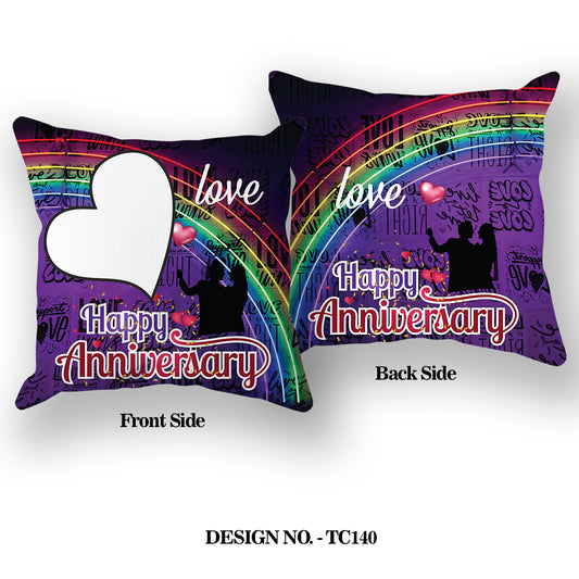 Happy Anniversay Printed Satin Pillow