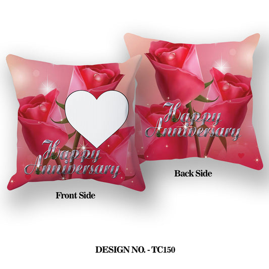 Happy Anniversay Printed Satin Pillow