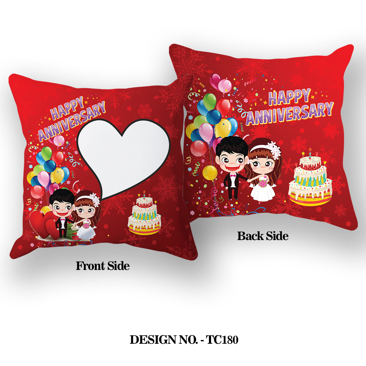 Happy Anniversay Printed Satin Pillow