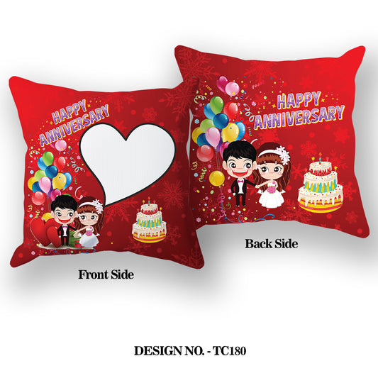 Happy Anniversay Printed Satin Pillow