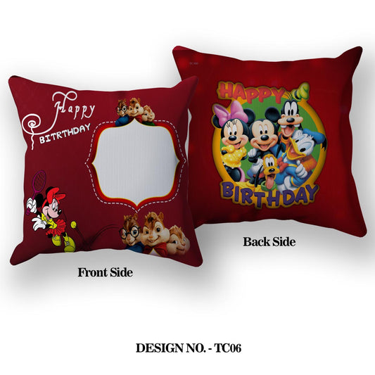 Happy Birthday Printed Satin Pillow