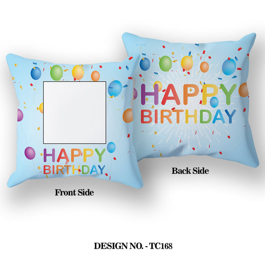 Happy Birthday Printed Satin Pillow