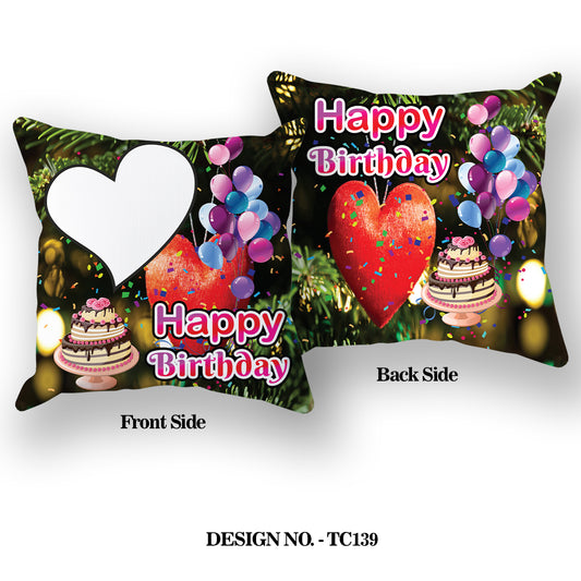 Happy Birthday Printed Satin Pillow