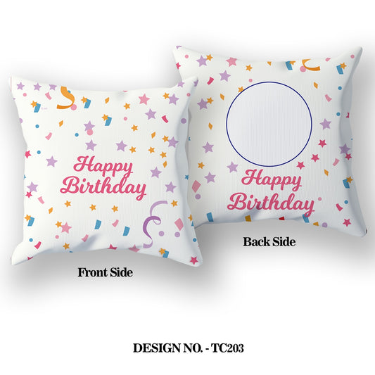 Happy Birthday Printed Satin Pillow