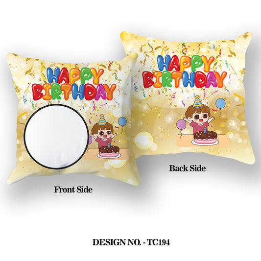 Happy Birthday Printed Satin Pillow