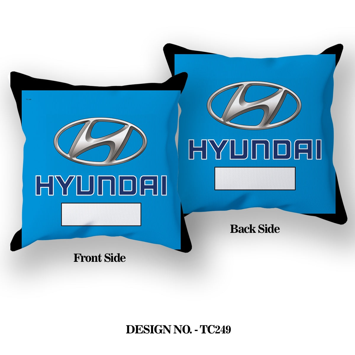 HYUNDAI Car Logo With Customized Name Satin Pillow